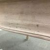 French-style dining table with parquet detailed surface and some imperfections