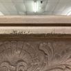 French-style dining table with parquet detailed surface and some imperfections