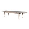 French-style dining table with parquet detailed surface and some imperfections