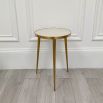 Slim, white concrete top side table