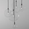 Black gunmetal solid brass chandelier with multiple hanging glass globes