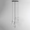 Black gunmetal solid brass chandelier with multiple hanging glass globes
