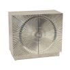 champagne silver embossed starburst pattern 2 door cabinet