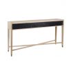 A luxurious whitewash oak console table with brass detailing