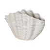 Enchanting clam-like sculpture with white and beige washed finish