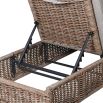 A beautiful and adjustable rattan outdoor lounger complete with two grey soft seat cushions