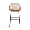 rattan construction and sleek design makes it a versatile barstool