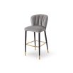 Elegant bar stool with a ribbed style grey seat
