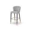 Elegant bar stool with a ribbed style marled grey seat
