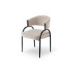 Sophisticated dining chair with black frame and cream velvet seat upholstery