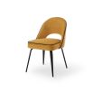 Elegant dining chair in yellow velvet with black piping