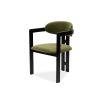 Angular yet elegant dining chair with striking lines and slim seating pads
