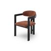 Angular yet elegant dining chair with striking lines and slim seating pads