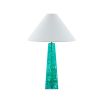 A fabulous cracked acrylic styled table lamp with a green base and white shade