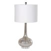 Shimmering glass base table lamp with white shade