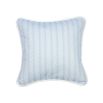 A calming light blue children's cushion with a white pattern and piping