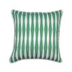 A gorgeous green and white, diamond striped cushion