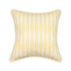 A gorgeous yellow cushion with white diamond stripes and matching white piping