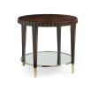 A unique side table by Caracole with hand-carved scallops, brass feet and a cherry blossom underside