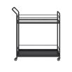 dazzling black bar cart with wheels and two shelves