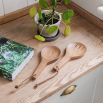 Short gorgeous wooden salad servers