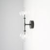 Black brass double clear glass globe wall lamp 