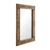 Reed rattan framed wall mirror with inlay pattern