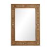 Reed rattan framed wall mirror with inlay pattern