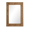 Reed rattan framed wall mirror with inlay pattern