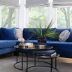 Gorgeous custom blue corner sofa on legs