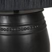 Bold black table lamp with raffia shade