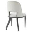 Ivory linen dining chair with dark brown wooden legs 
