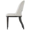 Ivory linen dining chair with dark brown wooden legs 