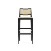 A luxurious traditional Portuguese bar stool with a luxury upholstery and woven details