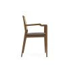 Traditional wooden dining chair with arms, woven detailing and velvet seat