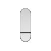 A luxurious mirror in a fabric finish with a wooden shelf - available in small and large