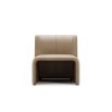 A stylishly sculptural armchair with a luxury leather upholstery