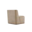 A stylishly sculptural armchair with a luxury leather upholstery