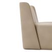 A stylishly sculptural armchair with a luxury leather upholstery
