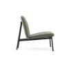 A luxurious contemporary velvet lounge chair with a black frame