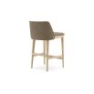 A sophisticated modern counter stool with a weave upholstery and wooden legs 