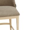 A sophisticated modern counter stool with a weave upholstery and wooden legs 