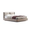 A luxurious super king contemporary bed with a cushioned headrest and brushed rose gold detailing