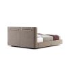 A luxurious super king contemporary bed with a cushioned headrest and brushed rose gold detailing