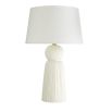 Elegant table lamp resembling a white tassel