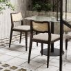 Traditional wooden dining chair with woven detailing and weaved seat 