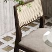 Traditional wooden dining chair with woven detailing and weaved seat 