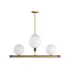 Chandelier with orb shades along brass poles