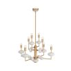 Brass chandelier with ivory ricestone elements