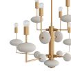 Brass chandelier with ivory ricestone elements